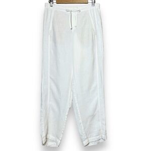 J. Jill 100% Linen Pull-On‎ Pants Small white tapered pockets beach coastal